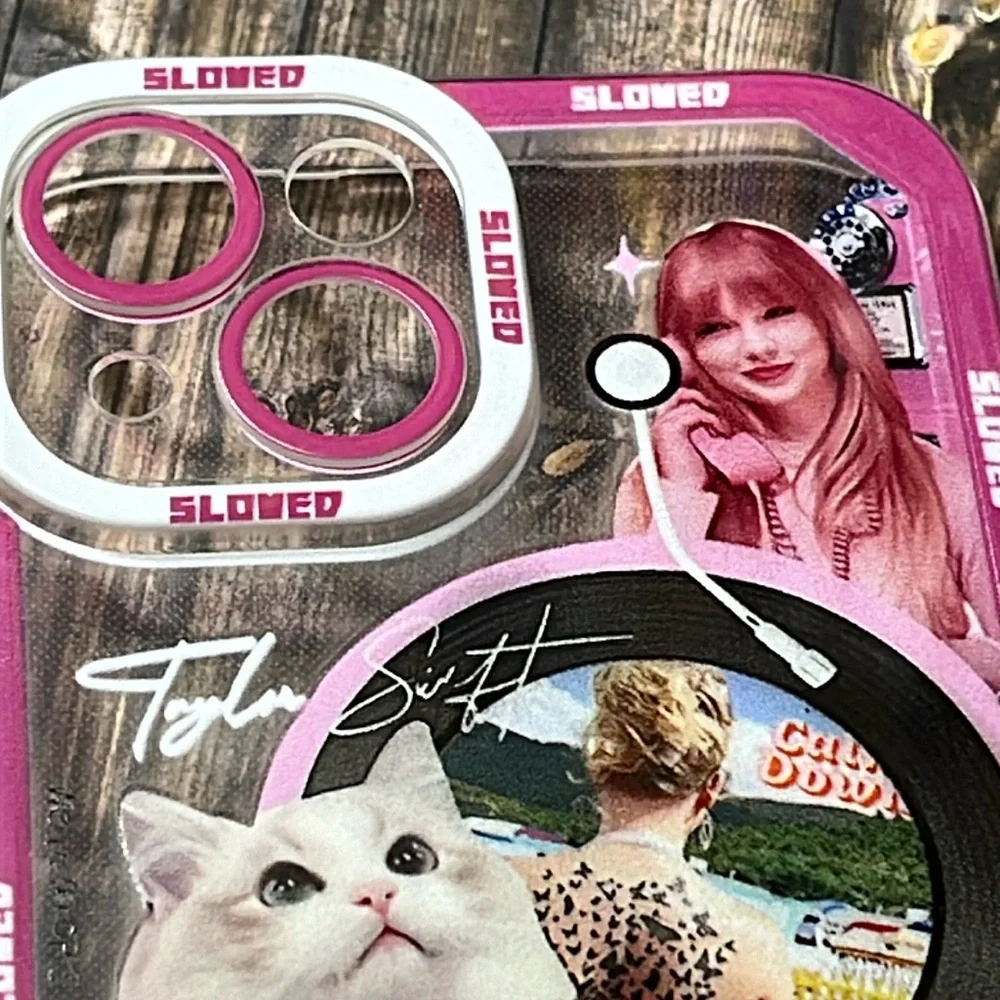 5for$10 Taylor Swift Music Pink Cute Collage iPhone 15 Clear Slim Phone Case
